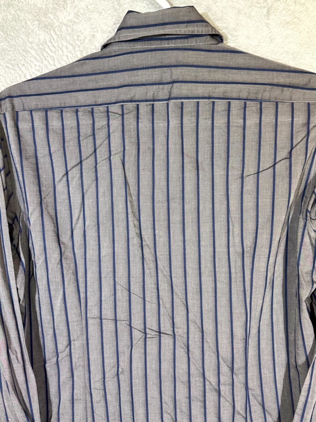 Hugo Boss Men’s Shirt Large Gray Stripe 100% Cotton Fitted Button-Up Excellent - Thumbnail 11