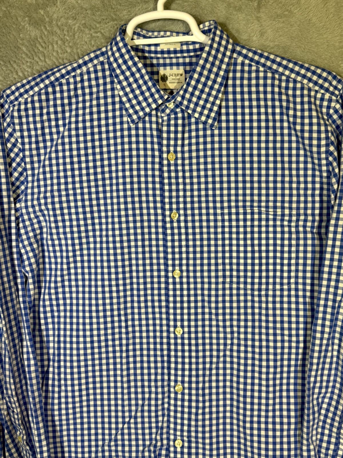 J.Crew Men’s Shirt Large Blue Check Tailored Fit Long Sleeve Button-Up Excellent - Thumbnail 4