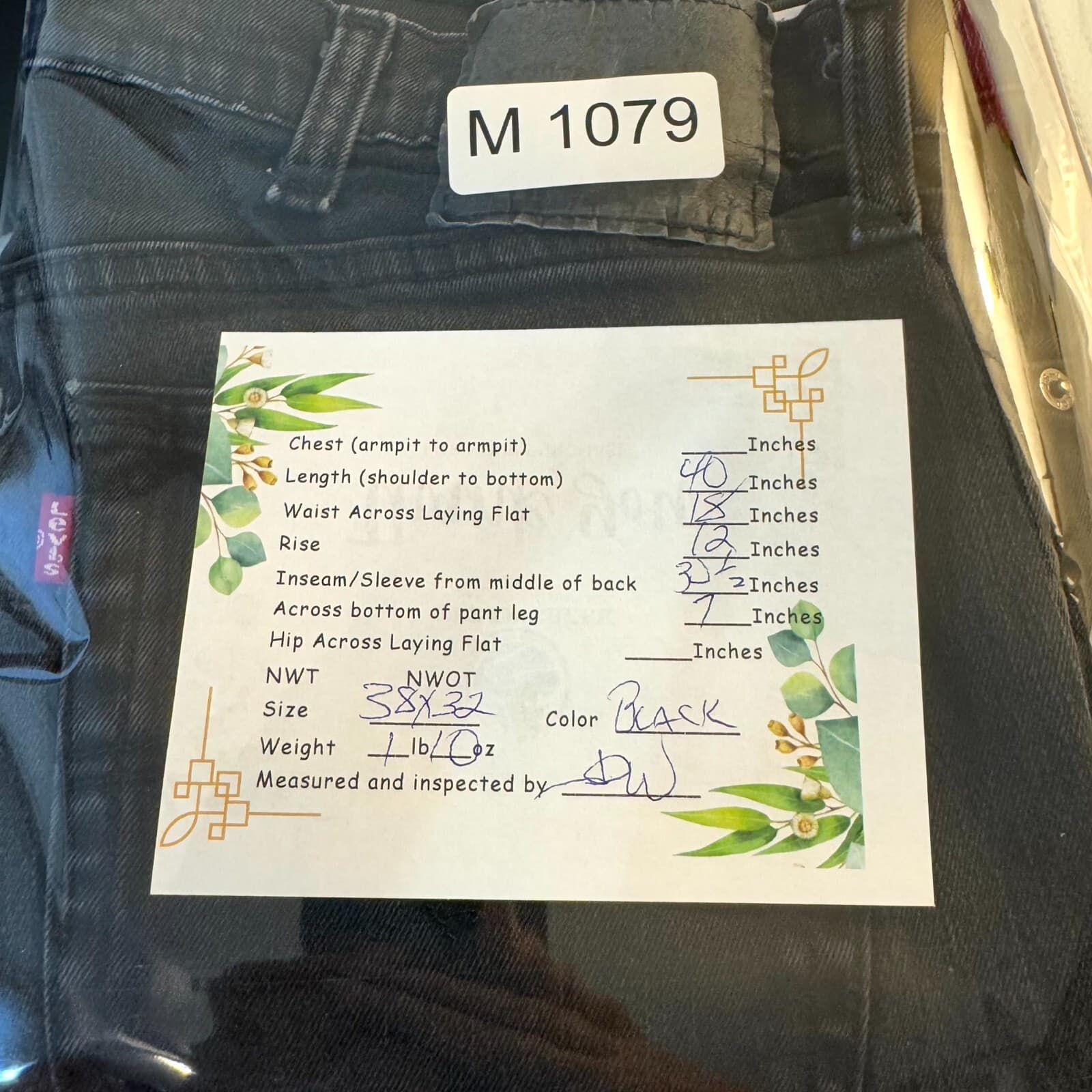 Levi’s 511 Men’s Jeans 38×32 Black Denim Mid-Rise Slim Straight Leg Excellent - Thumbnail 9