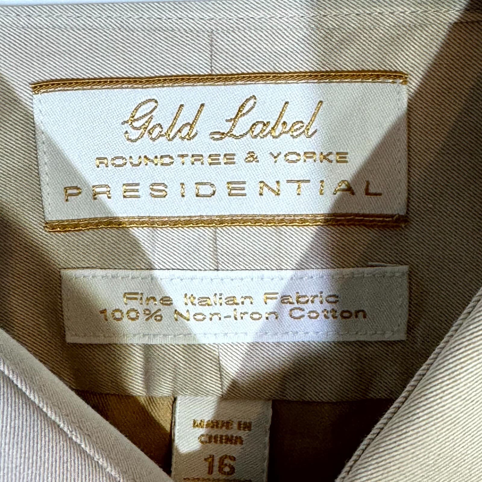 Gold Label Men’s Dress Shirt 16/34 Tan 100% Cotton Fitted Career Formal - Thumbnail 7