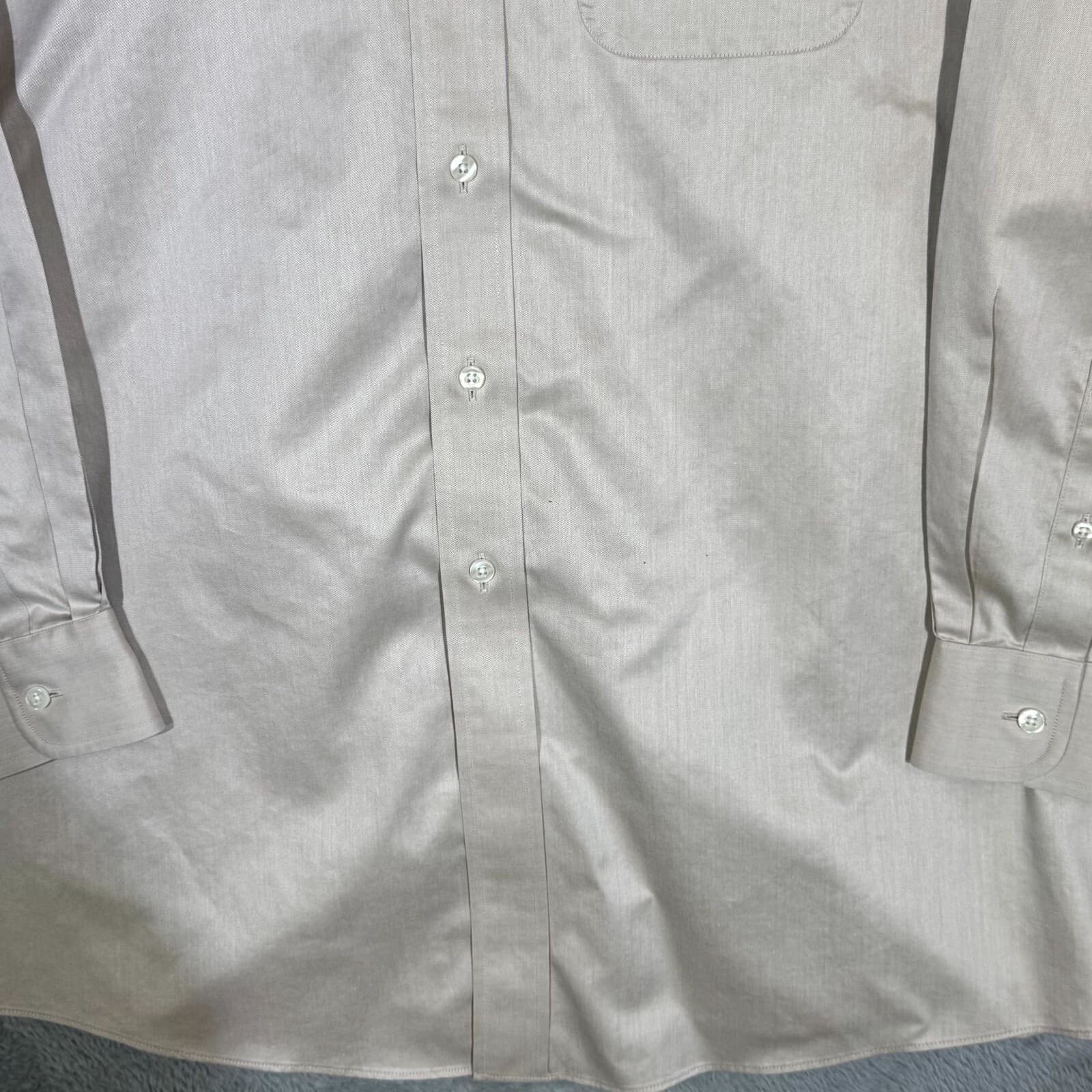 Gold Label Men’s Dress Shirt 16/34 Tan 100% Cotton Fitted Career Formal - Thumbnail 6