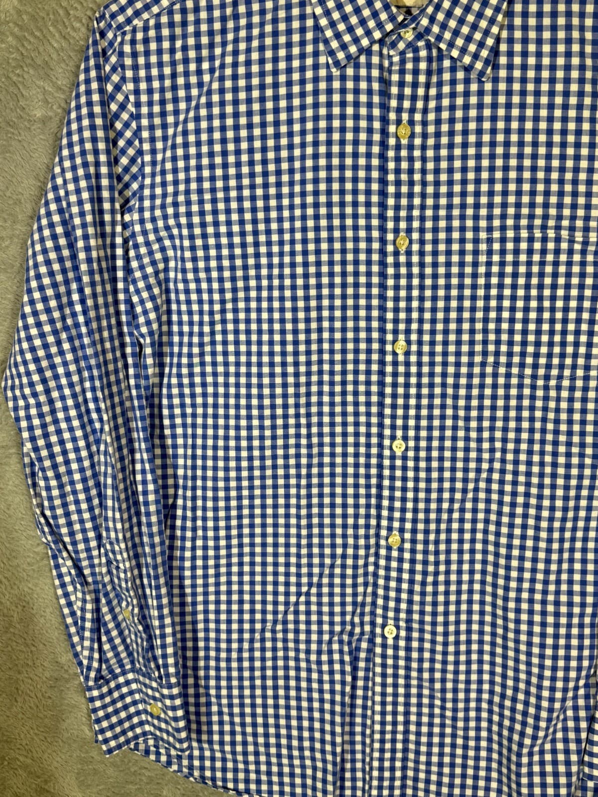 J.Crew Men’s Shirt Large Blue Check Tailored Fit Long Sleeve Button-Up Excellent - Thumbnail 3
