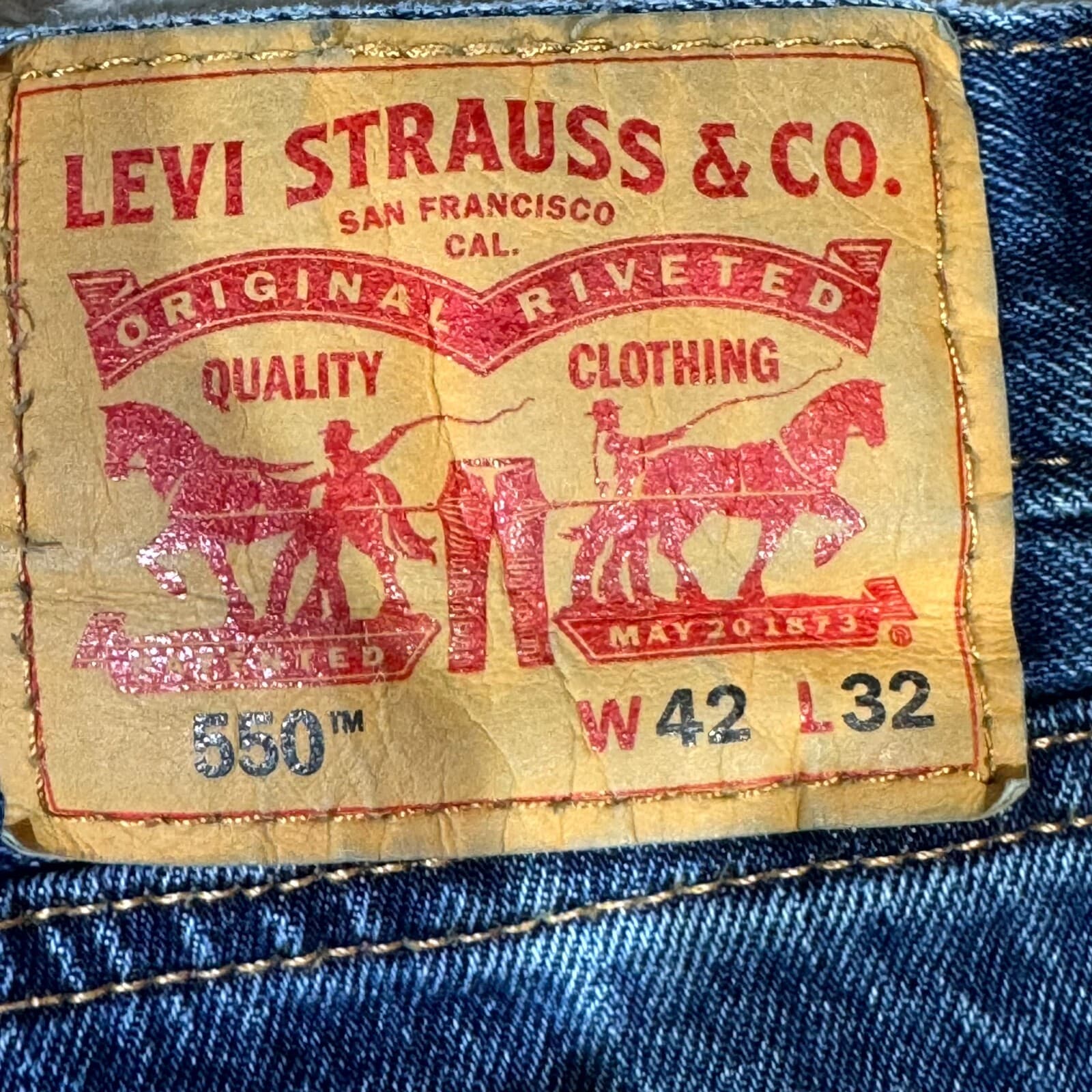 Levi’s 550 Mens Jeans 42x32 Blue Denim Relaxed Fit Mid Rise Straight Leg - Thumbnail 10