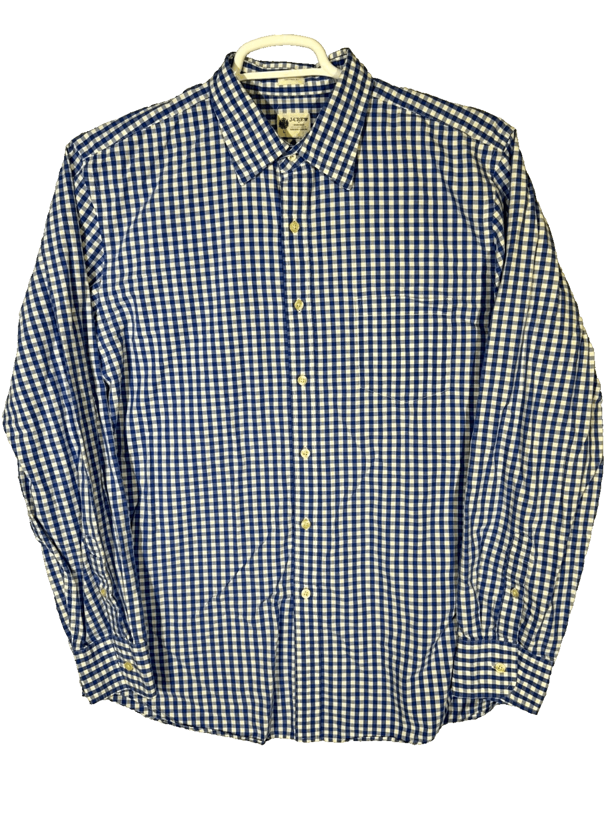 J.Crew Men’s Shirt Large Blue Check Tailored Fit Long Sleeve Button-Up Excellent - Image 1