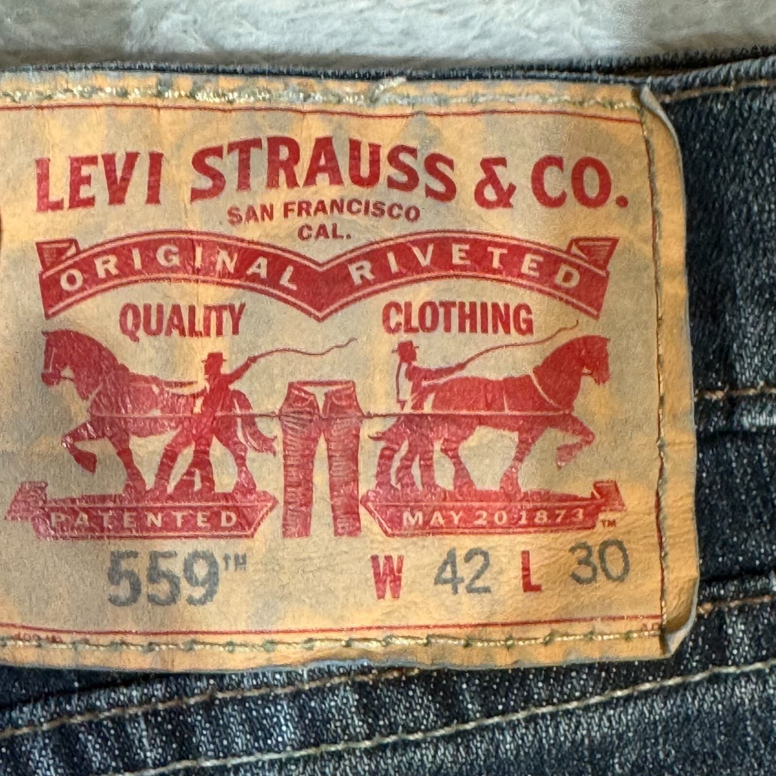 Levi’s 559 Mens Jeans 42x30 Blue Denim High Rise Straight Leg 100% Cotton - Thumbnail 10