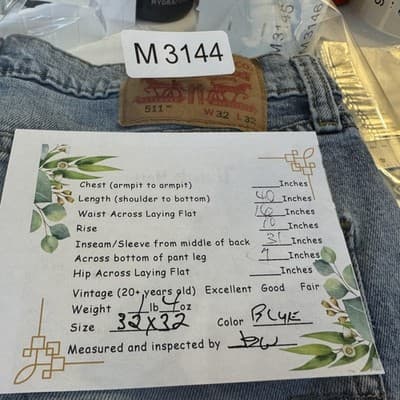 Levis 511 Jeans Mens 32x31 (32x32) Light Wash Blue Slim Taper Denim Mid Rise - Thumbnail 10