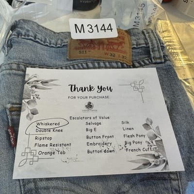 Vintage Levis 514 Jeans Mens 36x31 (36x32) Light Wash Blue Straight Leg Denim - Thumbnail 4