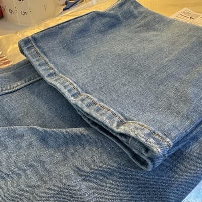 Vintage Levis 514 Jeans Mens 36x31 (36x32) Light Wash Blue Straight Leg Denim - Thumbnail 6