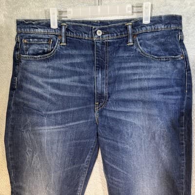 Levis 541 Jeans Mens 40x31 (40x32) Blue Athletic Taper Stretch Denim Whiskered - Thumbnail 3