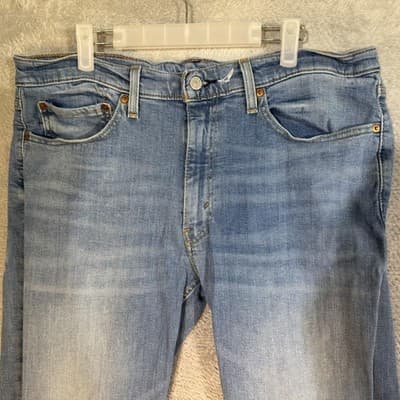 Vintage Levis 514 Jeans Mens 36x31 (36x32) Light Wash Blue Straight Leg Denim - Thumbnail 3