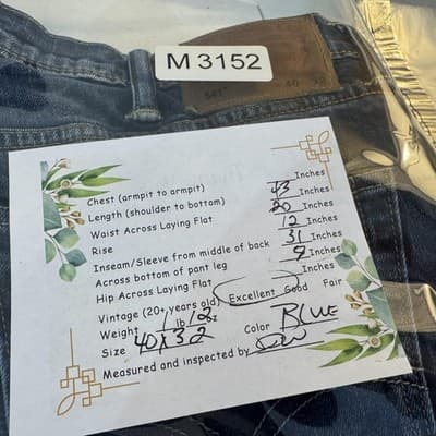 Levis 541 Jeans Mens 40x31 (40x32) Blue Athletic Taper Stretch Denim Whiskered - Thumbnail 13