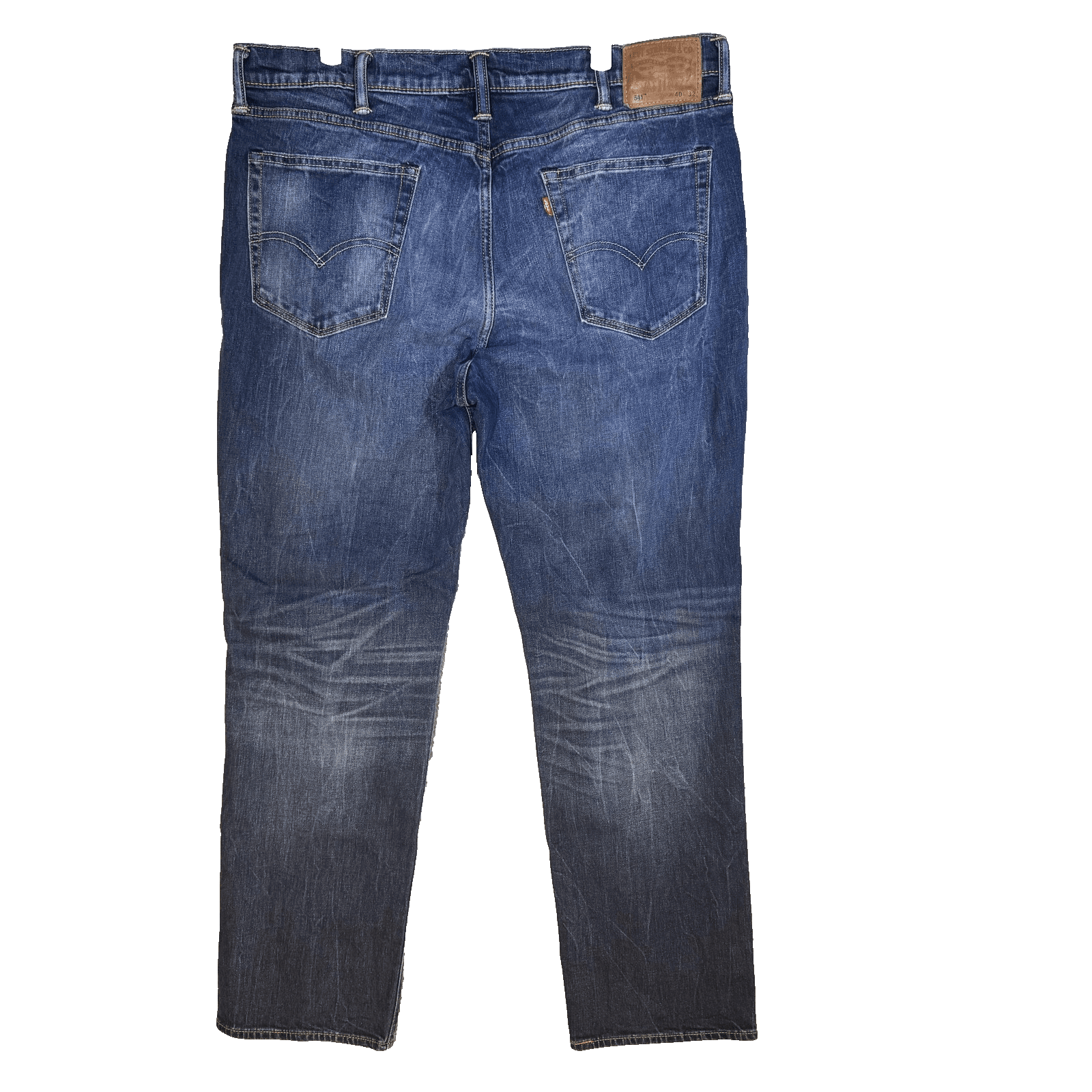 Levis 541 Jeans Mens 40x31 (40x32) Blue Athletic Taper Stretch Denim Whiskered - Thumbnail 2