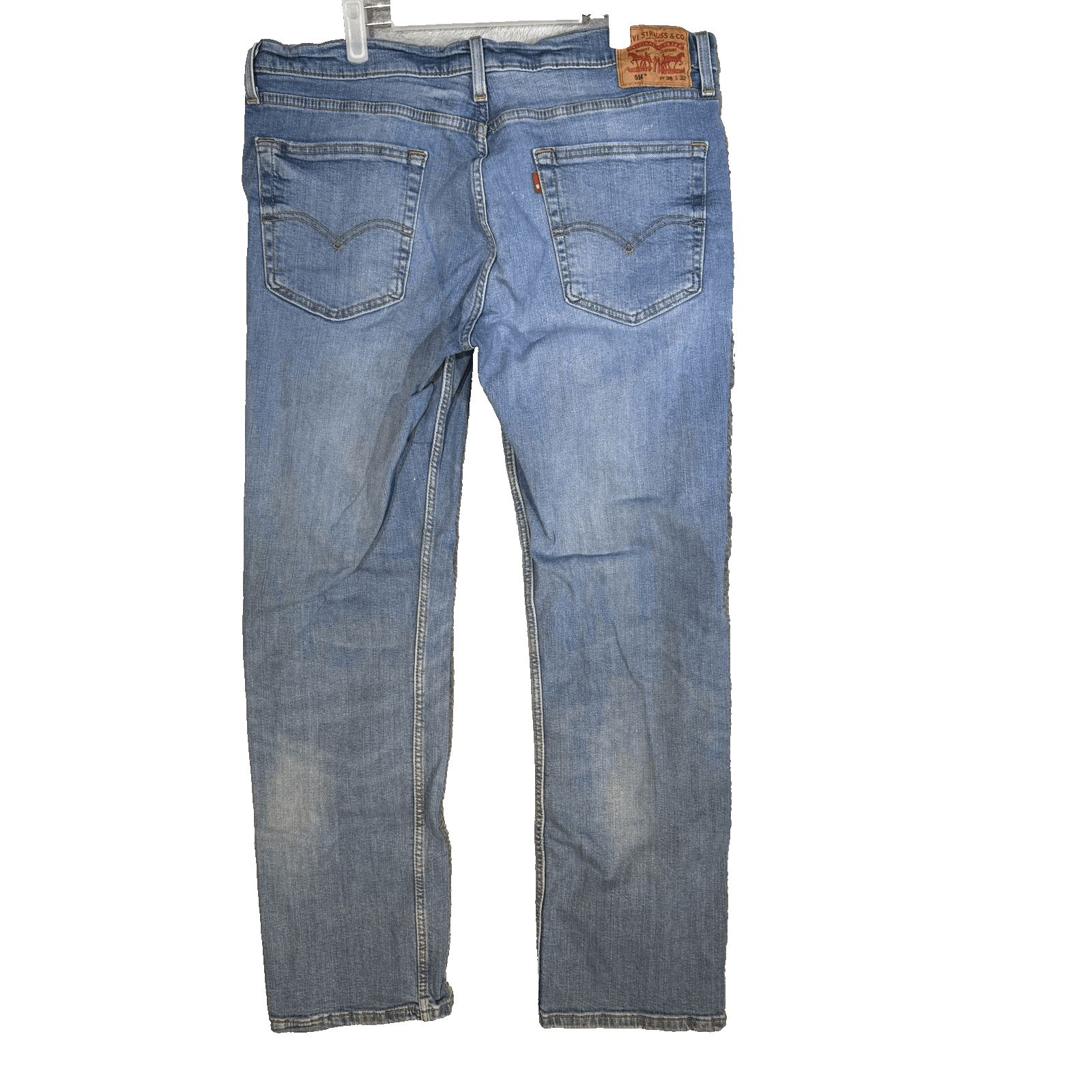 Vintage Levis 514 Jeans Mens 36x31 (36x32) Light Wash Blue Straight Leg Denim - Thumbnail 2