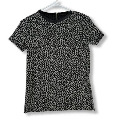 Club Monaco Blouse Women’s XS Black & White Short Sleeve Round Neck Pullover Top - Image 1