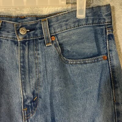 Levi’s 505 Mens Jeans 32x30 Blue Denim Stretch Mid Rise Straight Leg - Thumbnail 4