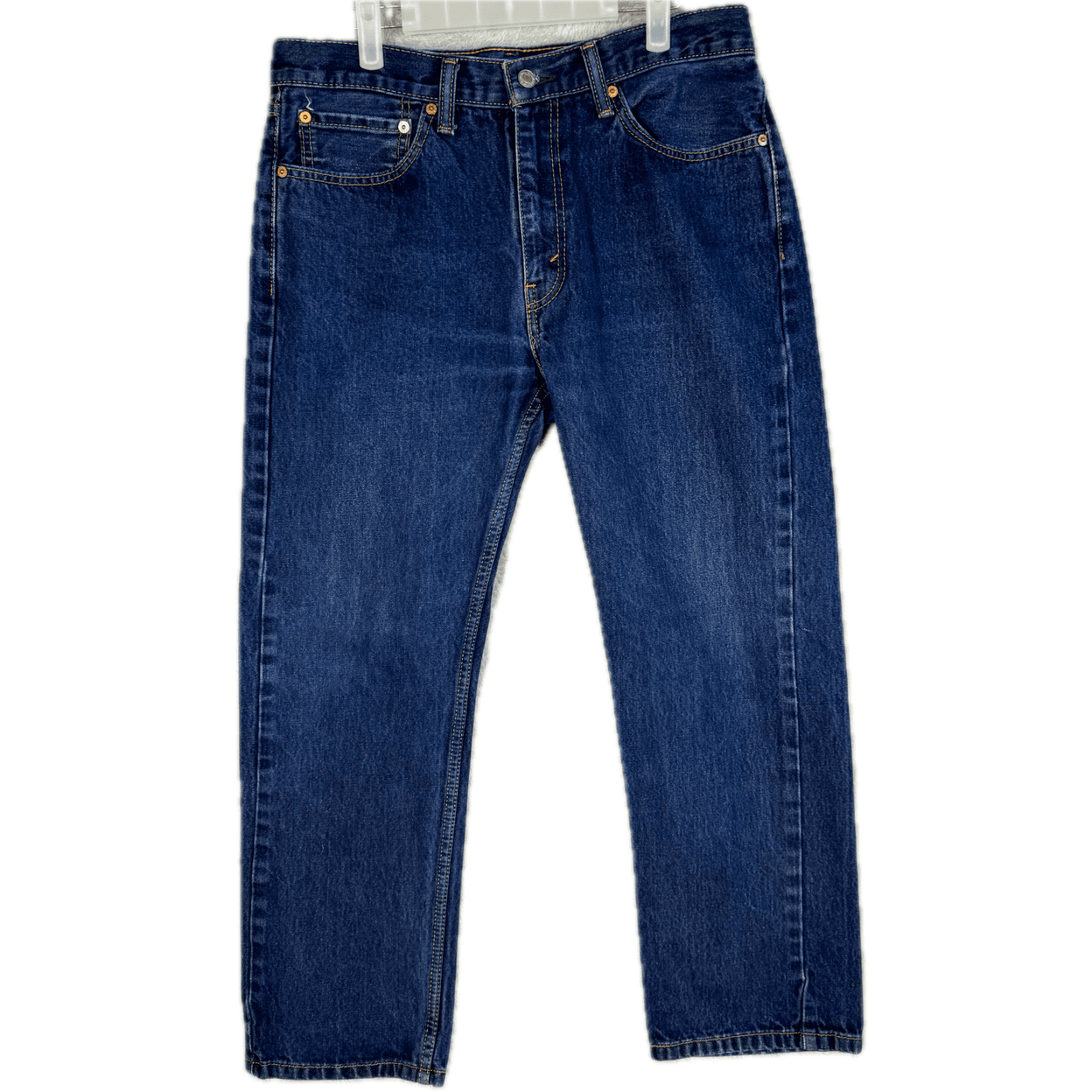 Levi’s 505 Mens Jeans 34x30 Blue Denim Stretch Mid Rise Straight Leg - Image 1