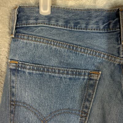 Levi’s 505 Mens Jeans 32x30 Blue Denim Stretch Mid Rise Straight Leg - Thumbnail 6