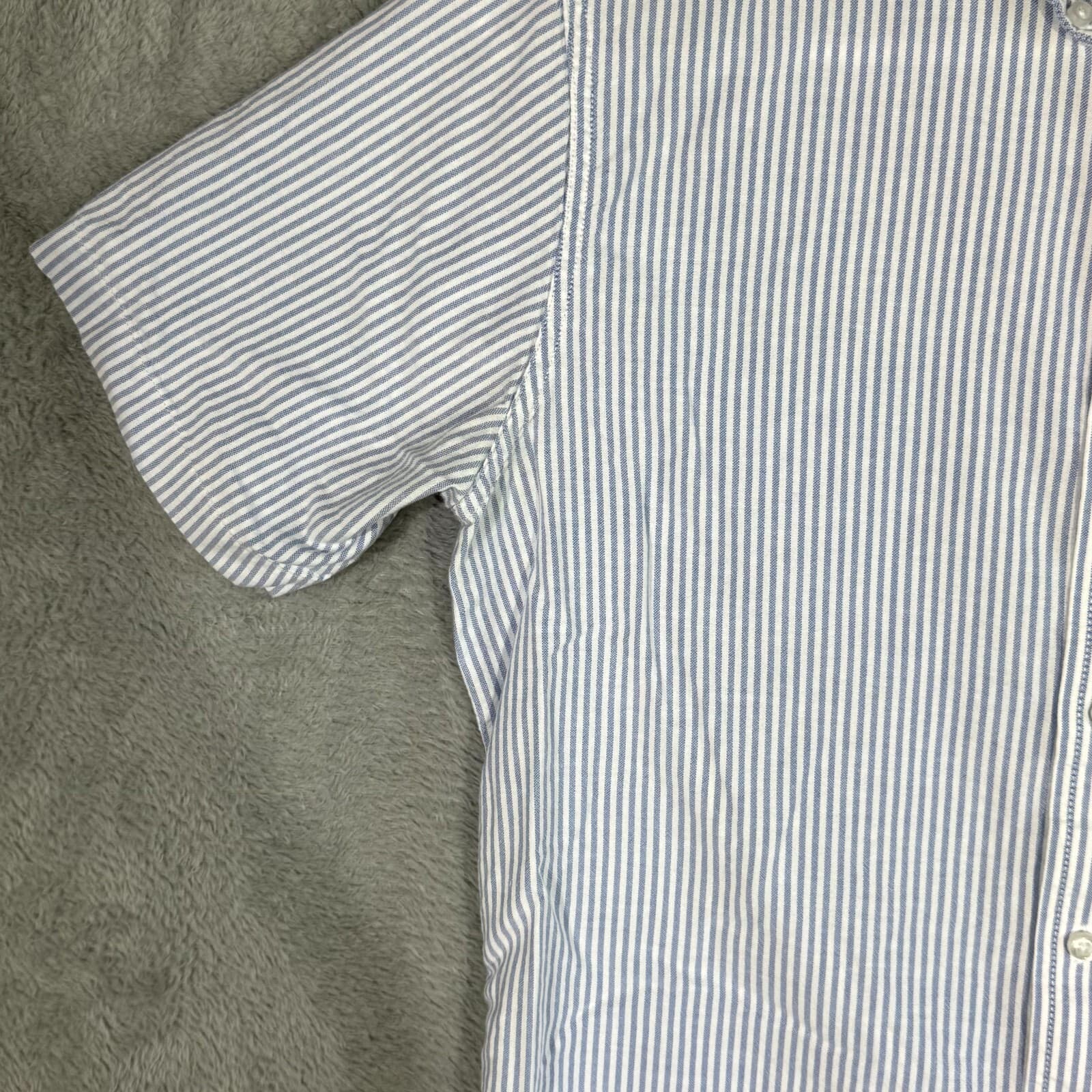 G.H. Bass & Co Mens Button Down Shirt Large Blue White Stripe 100% Cotton - Thumbnail 3