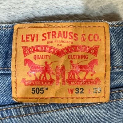 Levi’s 505 Mens Jeans 32x30 Blue Denim Stretch Mid Rise Straight Leg - Thumbnail 10