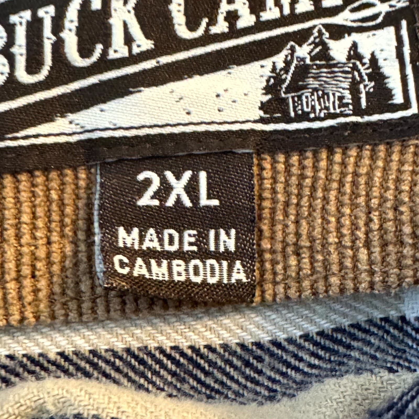 Legendary Whitetails Buck Camp Mens Button Up Shirt 2XL Navy Tan Plaid Cotton - Thumbnail 15