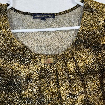 Adrienne Vittadini Blouse Women’s M Gold & Black Round Neck Pullover W 225 - Thumbnail 3