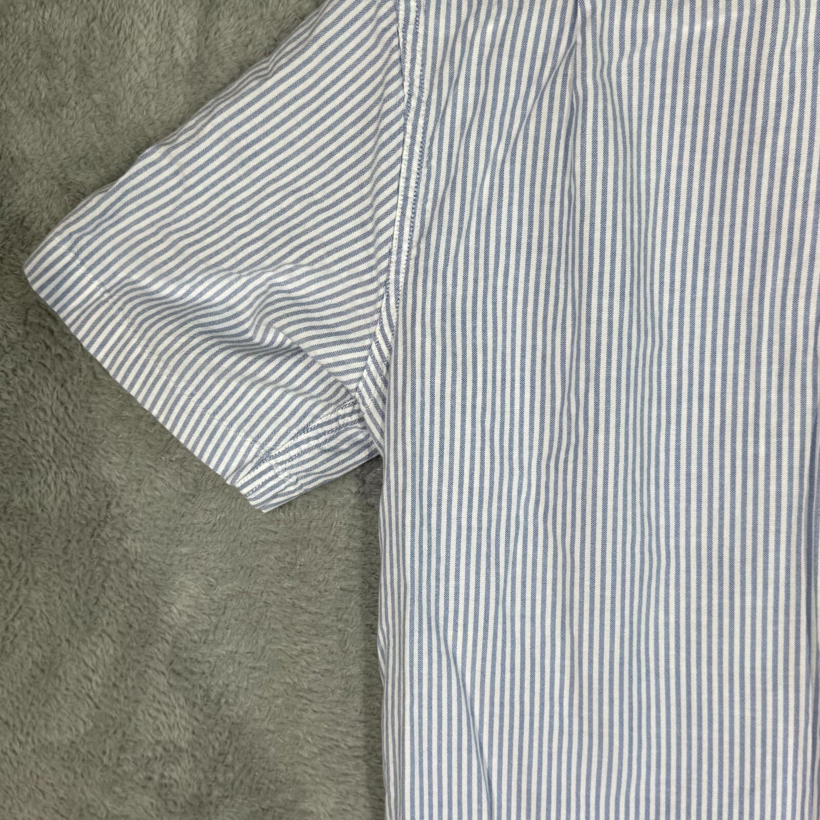 G.H. Bass & Co Mens Button Down Shirt Large Blue White Stripe 100% Cotton - Thumbnail 8