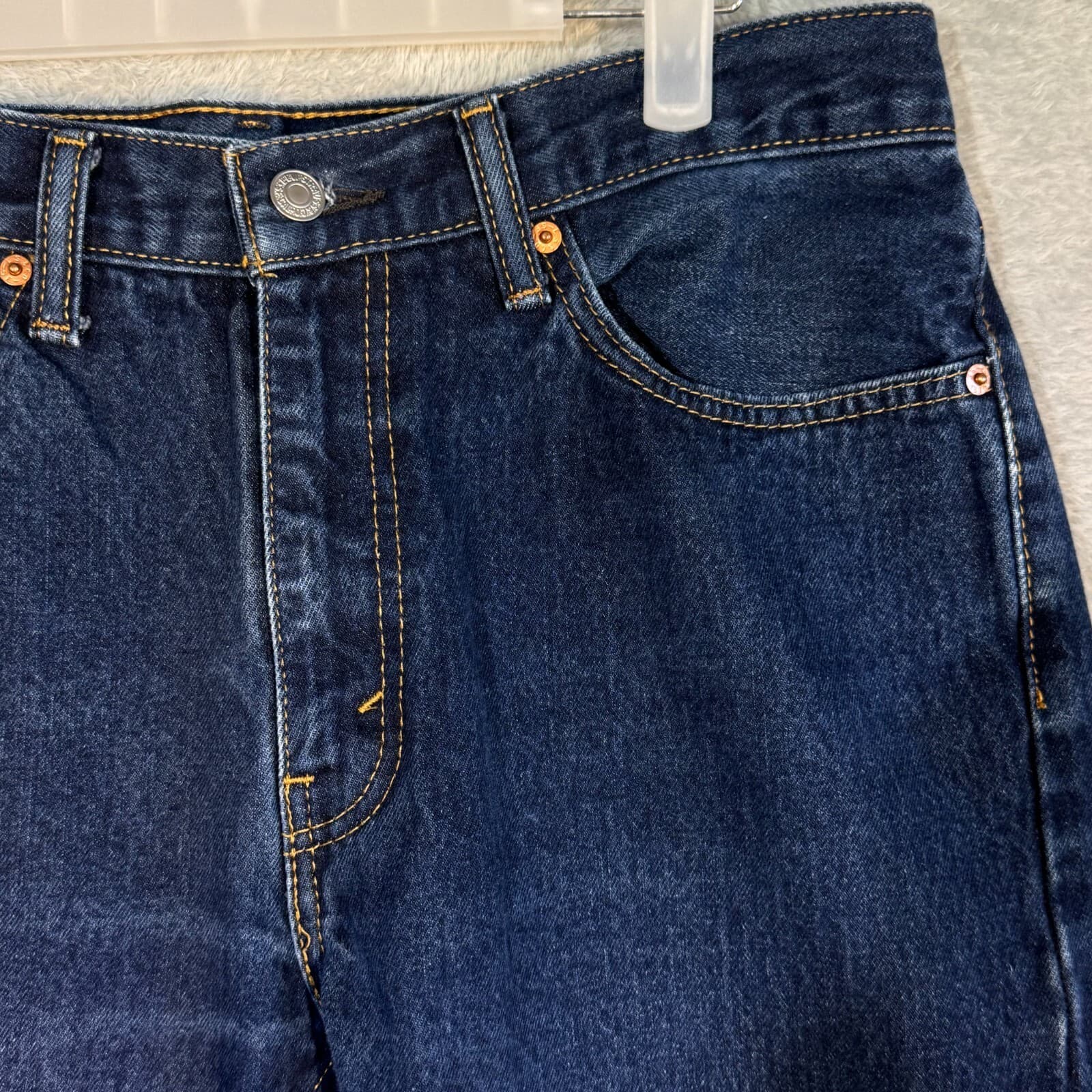 Levi’s 505 Mens Jeans 34x30 Blue Denim Stretch Mid Rise Straight Leg - Thumbnail 4