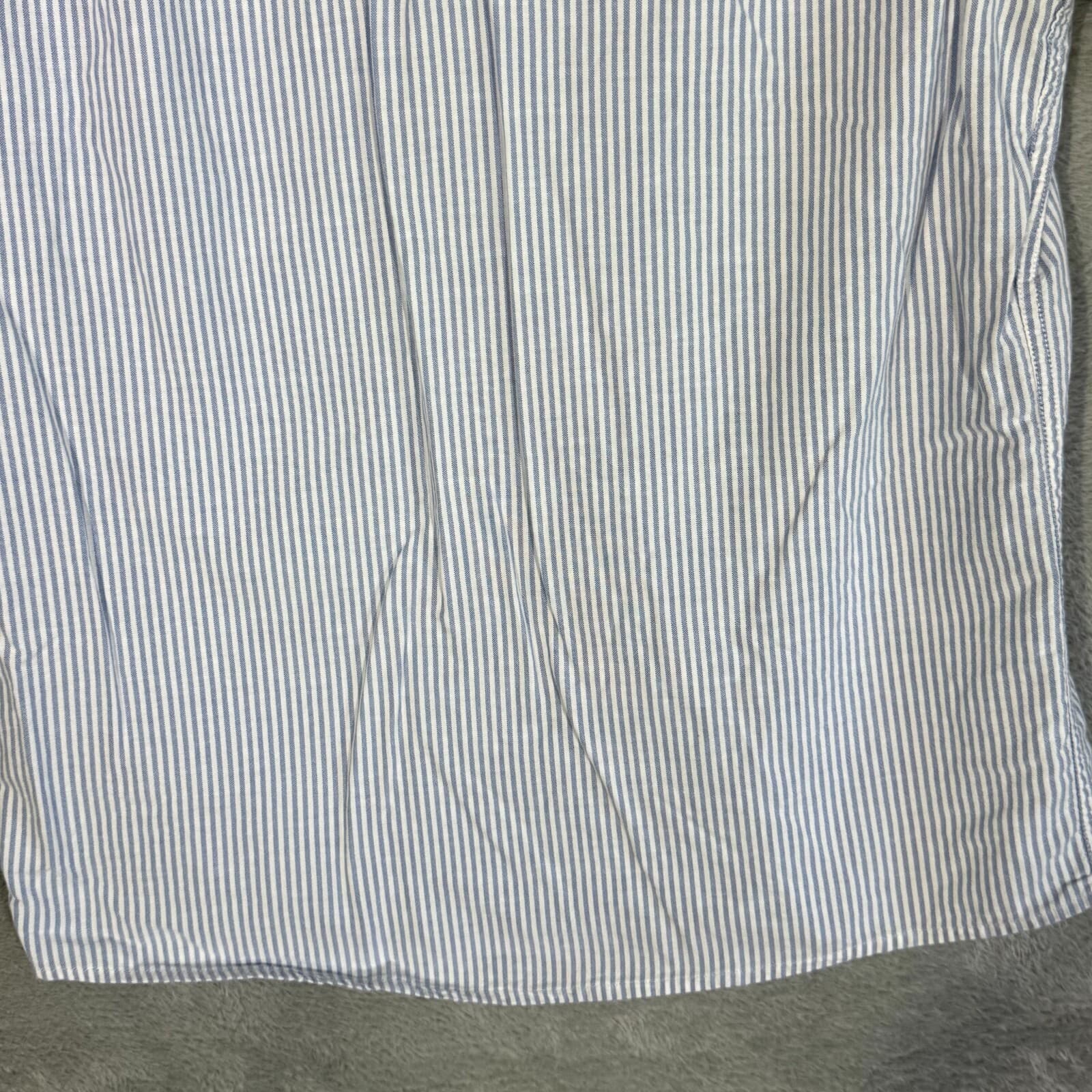 G.H. Bass & Co Mens Button Down Shirt Large Blue White Stripe 100% Cotton - Thumbnail 12