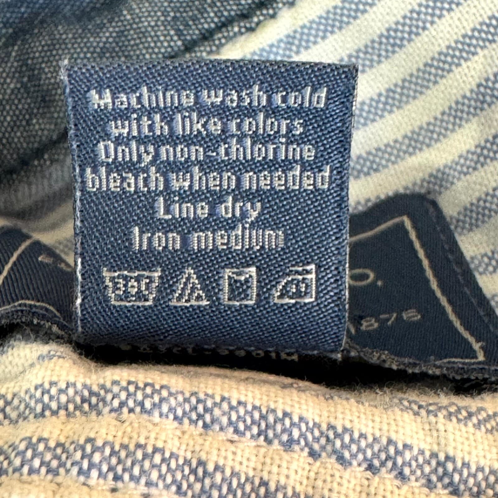 G.H. Bass & Co Mens Button Down Shirt Large Blue White Stripe 100% Cotton - Thumbnail 13