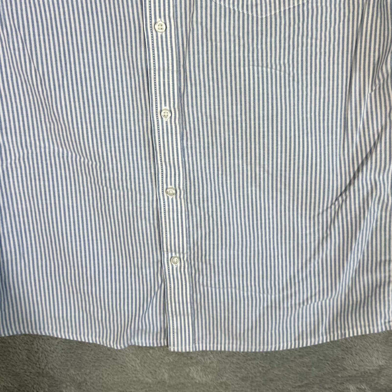 G.H. Bass & Co Mens Button Down Shirt Large Blue White Stripe 100% Cotton - Thumbnail 6