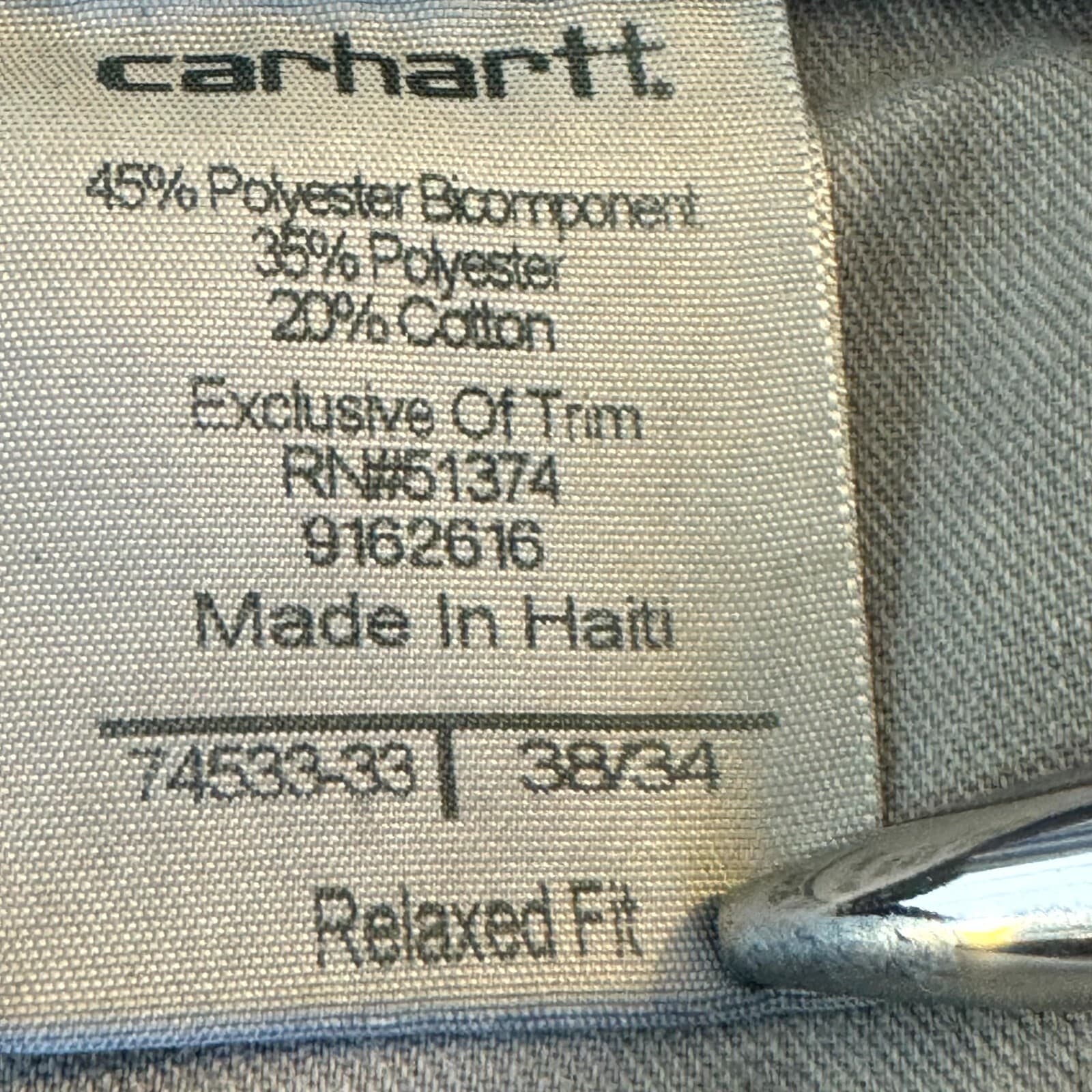 Carhartt 74533-33 Mens 38x32 Gray Ripstop Relaxed Fit Carpenter Pants - Thumbnail 6