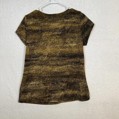 Adrienne Vittadini Blouse Women’s M Gold & Black Round Neck Pullover W 225 - Thumbnail 2