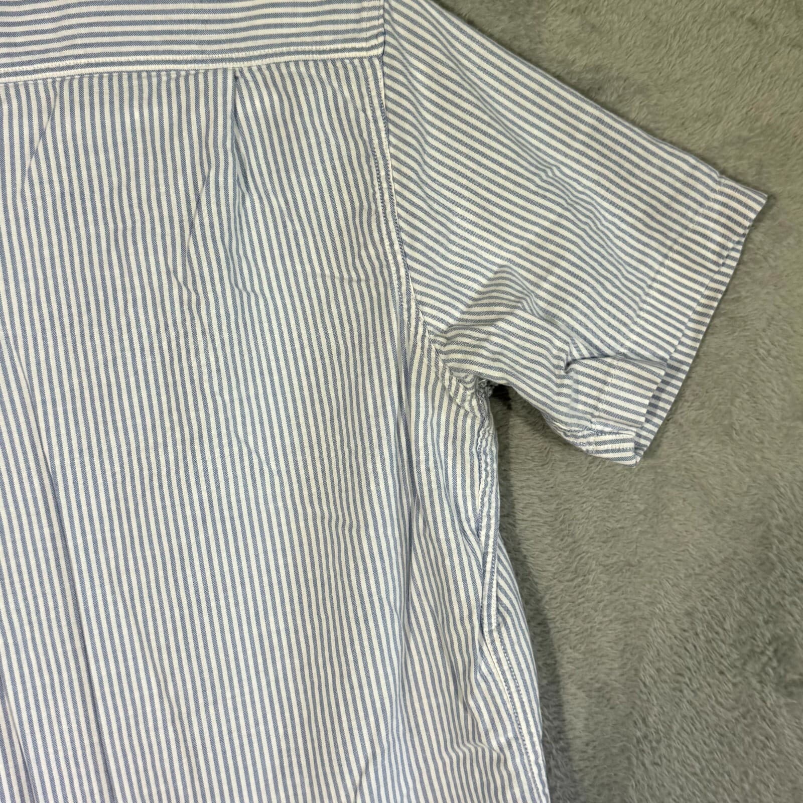 G.H. Bass & Co Mens Button Down Shirt Large Blue White Stripe 100% Cotton - Thumbnail 11