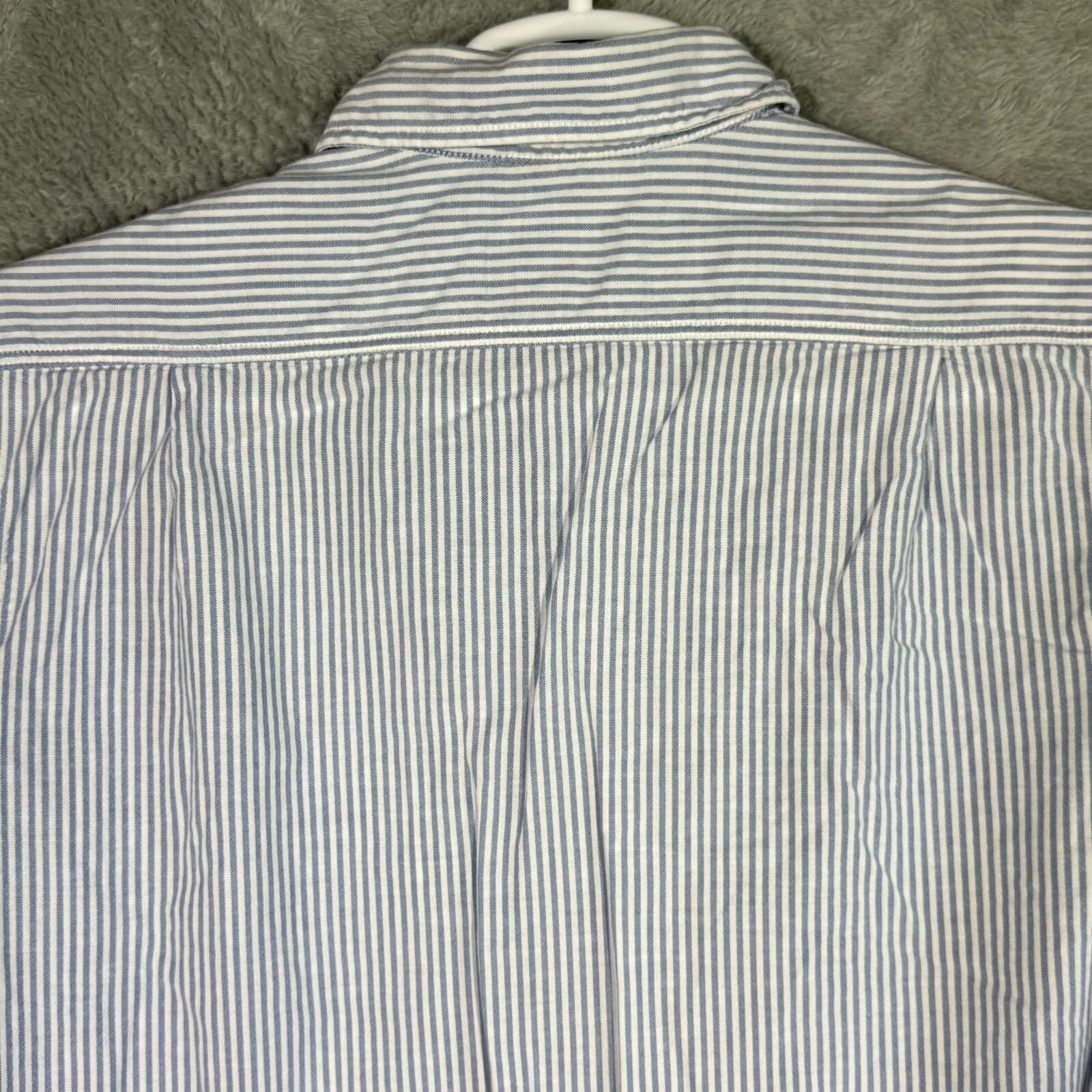 G.H. Bass & Co Mens Button Down Shirt Large Blue White Stripe 100% Cotton - Thumbnail 10