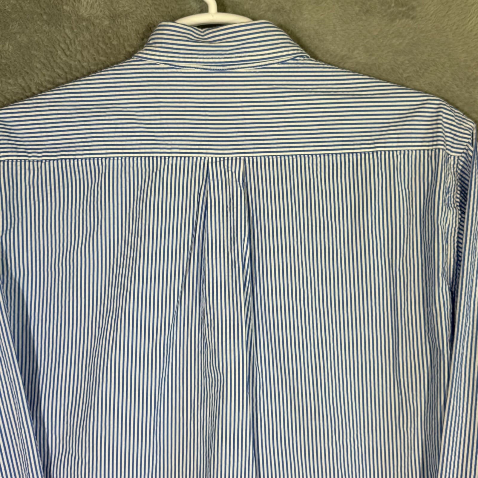 Brooks Brothers 1818 Dress Shirt Mens XL Button Down Cotton Blue White Stripe - Thumbnail 10