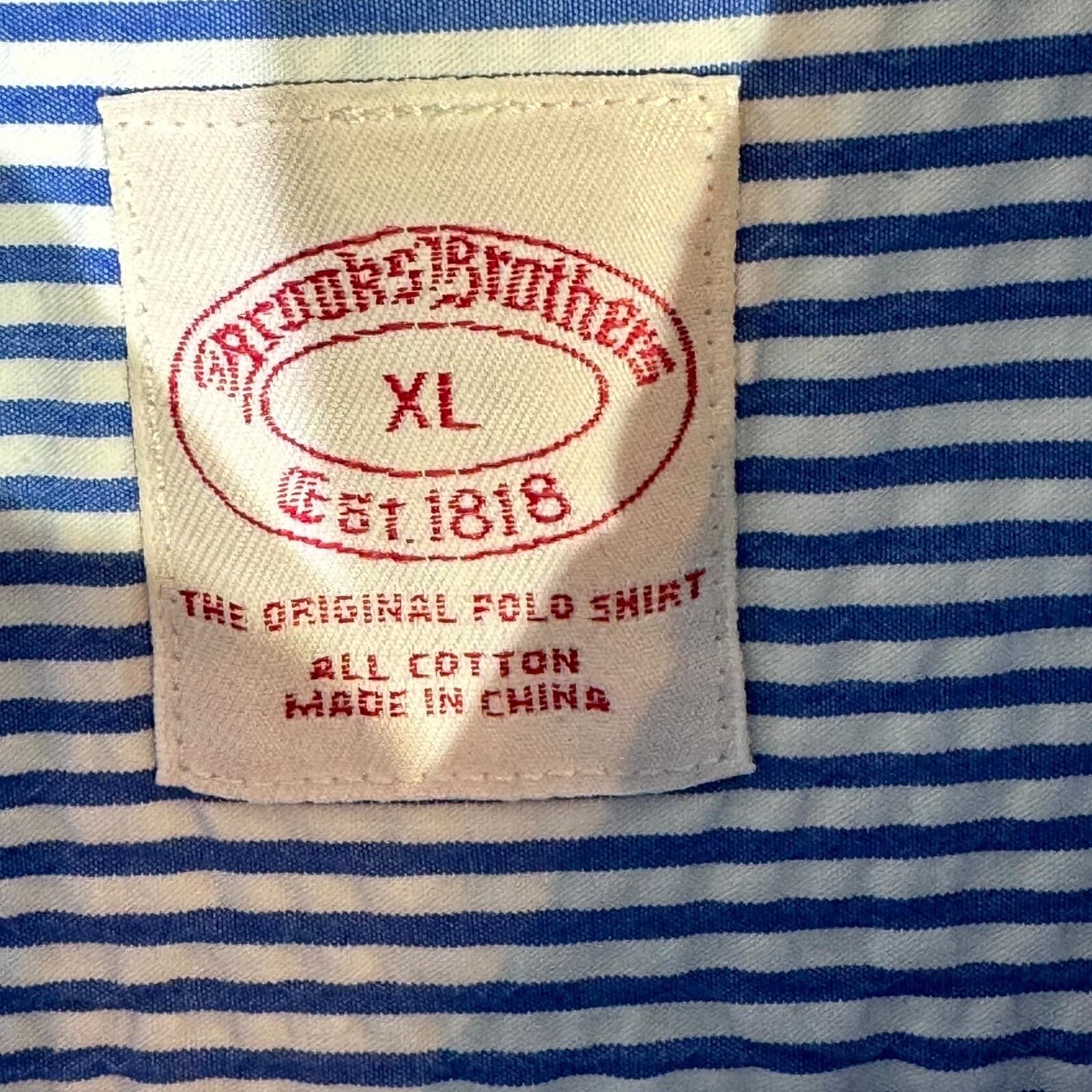 Brooks Brothers 1818 Dress Shirt Mens XL Button Down Cotton Blue White Stripe - Thumbnail 7