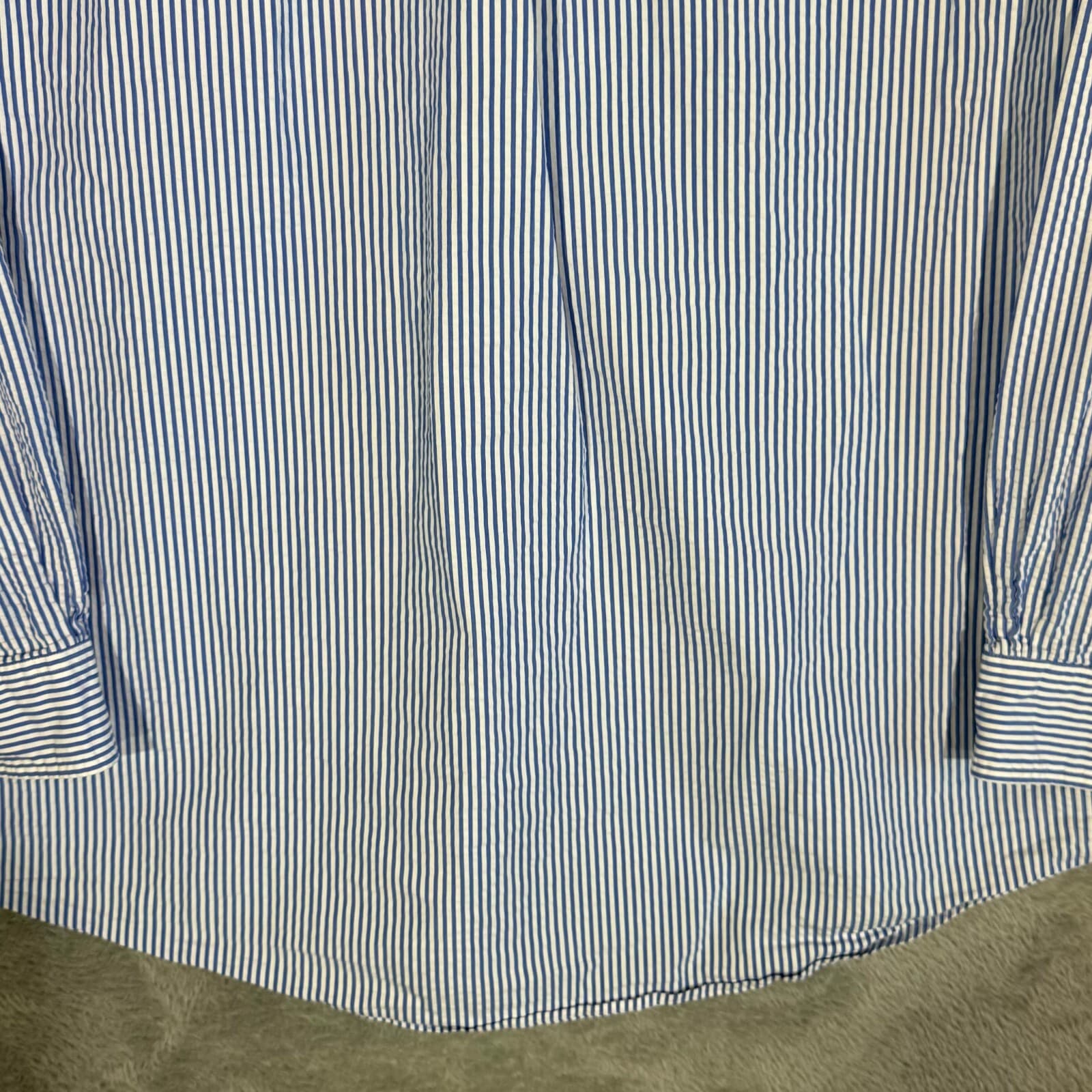 Brooks Brothers 1818 Dress Shirt Mens XL Button Down Cotton Blue White Stripe - Thumbnail 12