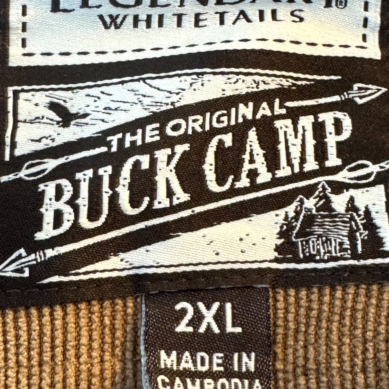 Legendary Whitetails Buck Camp Mens Button Up Shirt 2XL Navy Tan Plaid Cotton - Thumbnail 14