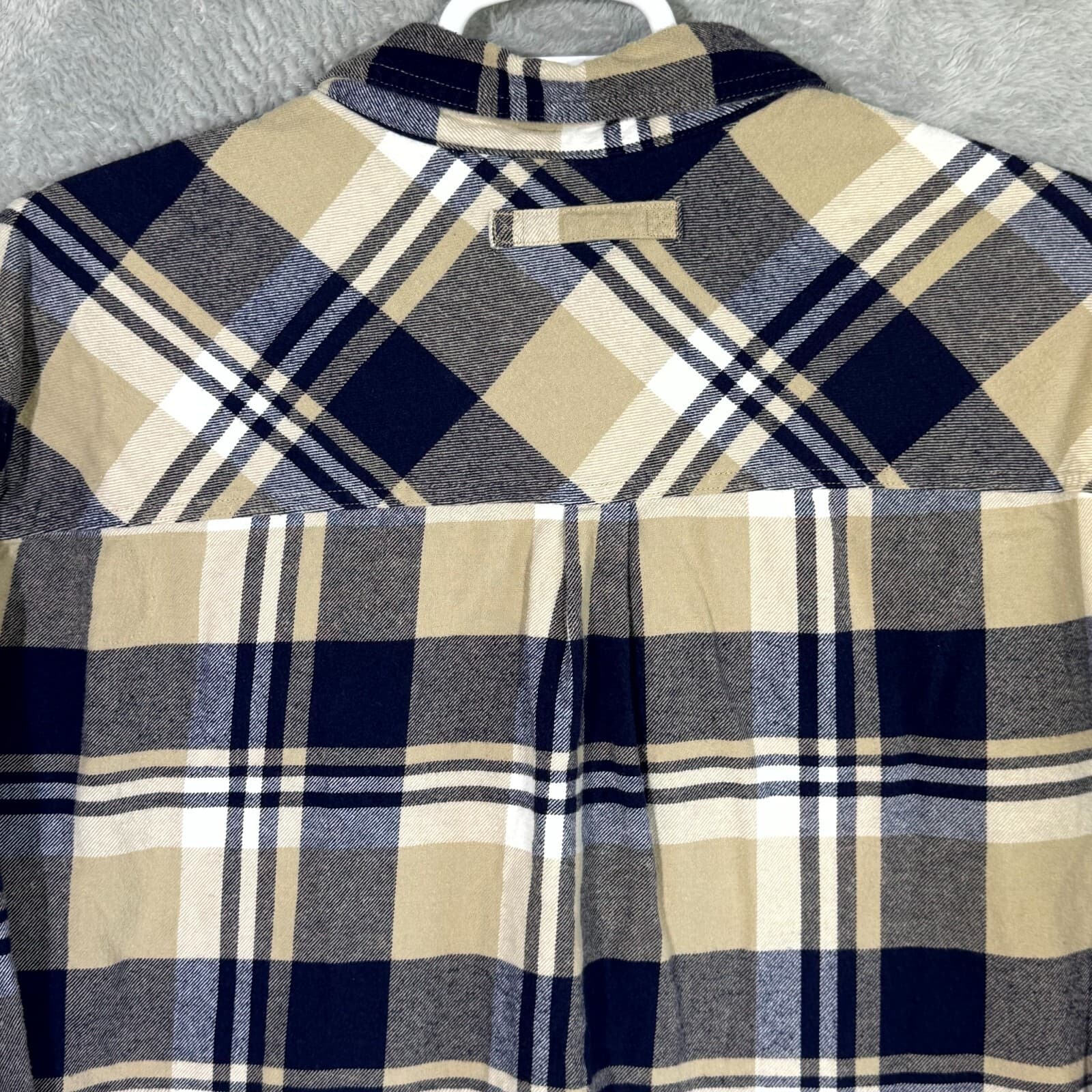 Legendary Whitetails Buck Camp Mens Button Up Shirt 2XL Navy Tan Plaid Cotton - Thumbnail 11