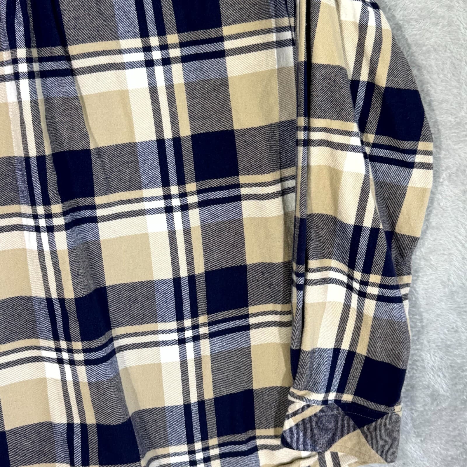 Legendary Whitetails Buck Camp Mens Button Up Shirt 2XL Navy Tan Plaid Cotton - Thumbnail 12