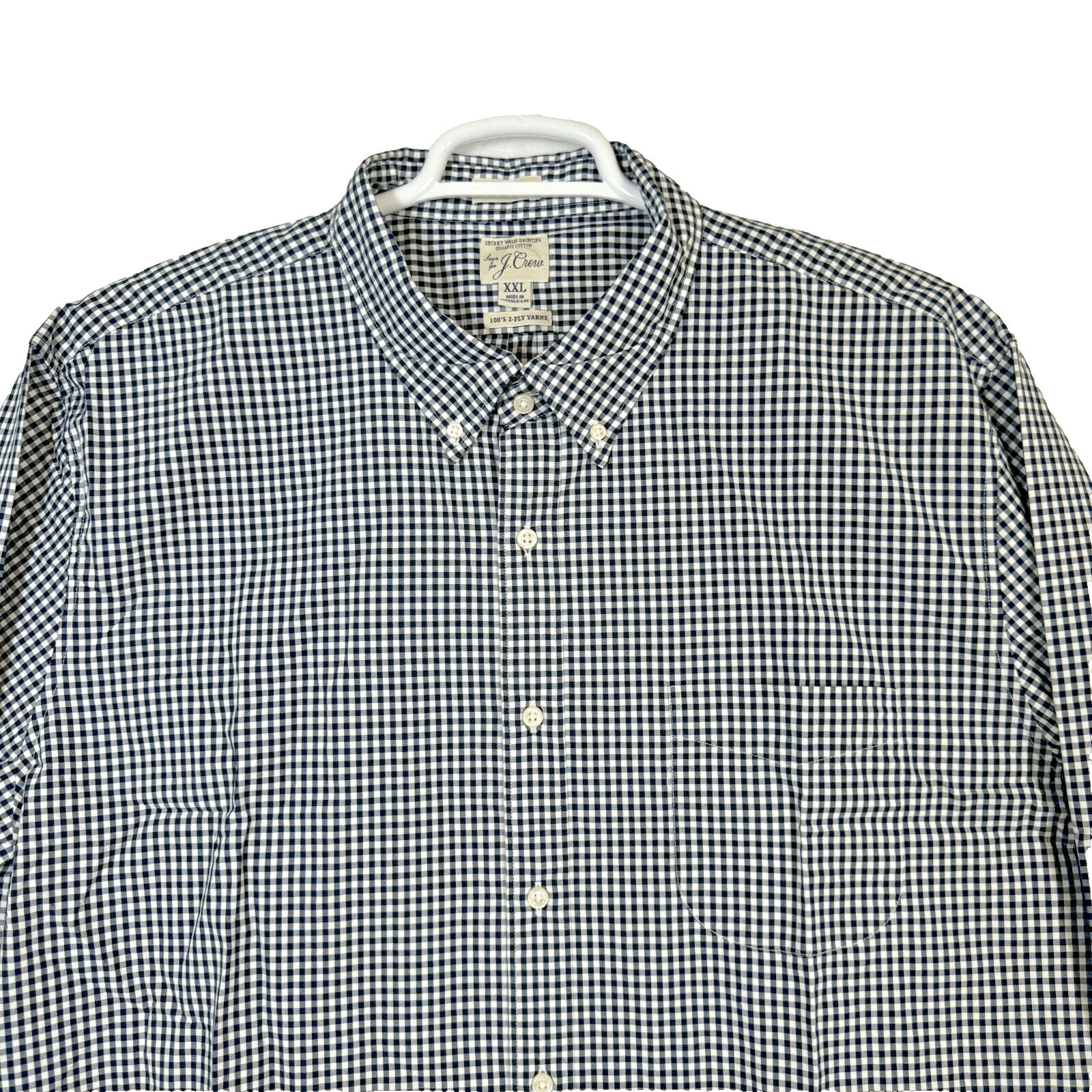 J.Crew Men's 2XL Slim Fit White Black Check 2‑Ply Cotton Button‑Down Shirt M164 - Thumbnail 5