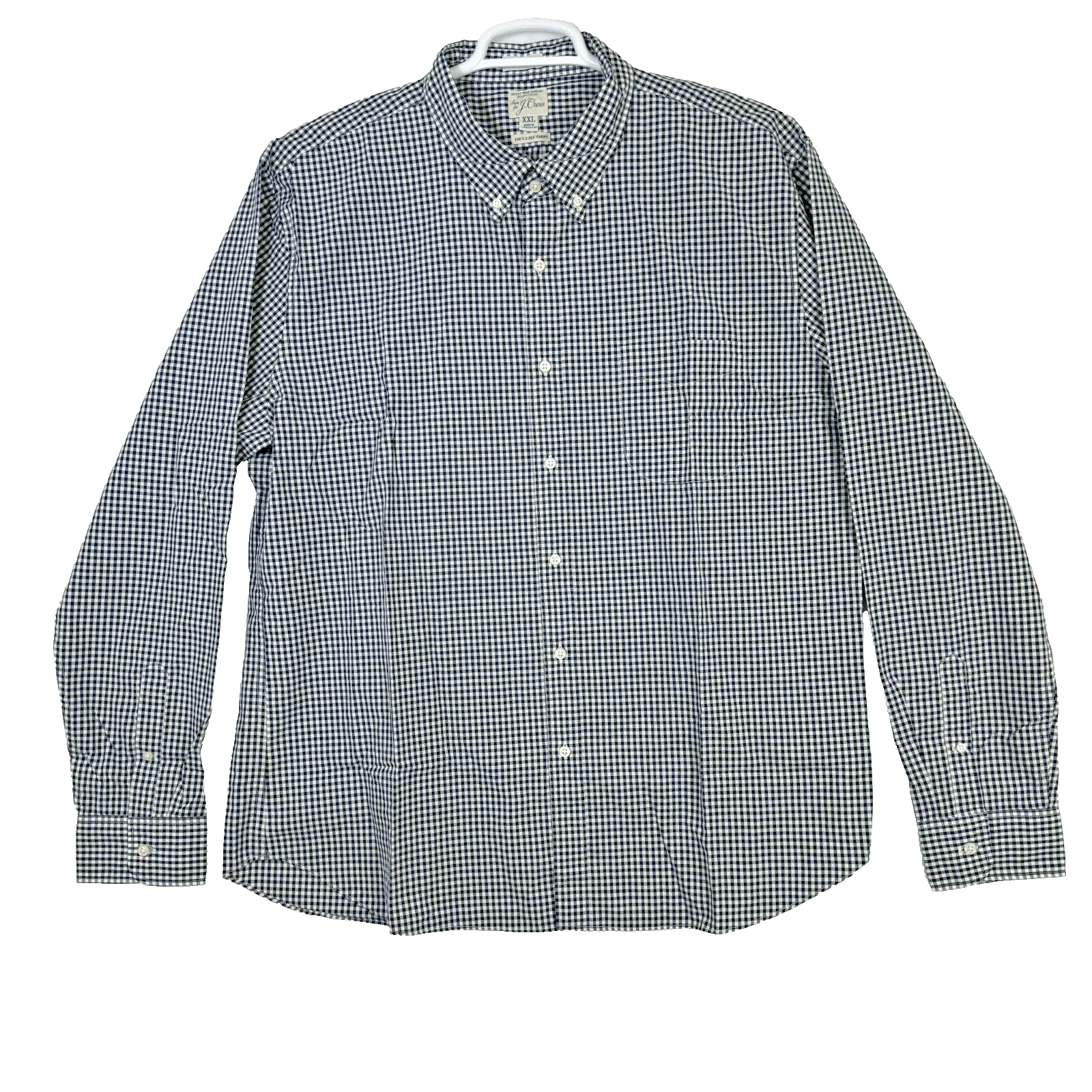 J.Crew Men's 2XL Slim Fit White Black Check 2‑Ply Cotton Button‑Down Shirt M164 - Image 1