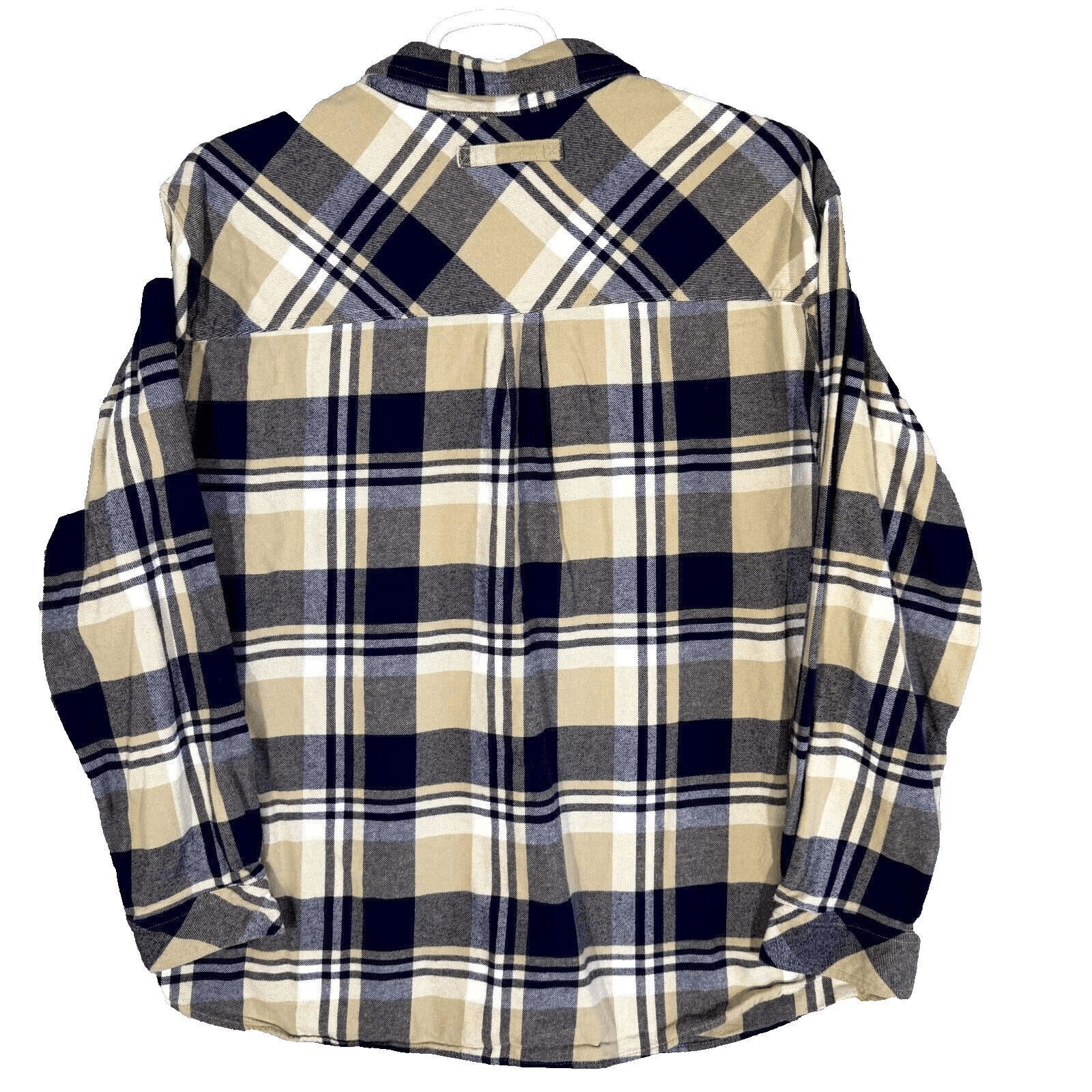 Legendary Whitetails Buck Camp Mens Button Up Shirt 2XL Navy Tan Plaid Cotton - Thumbnail 2