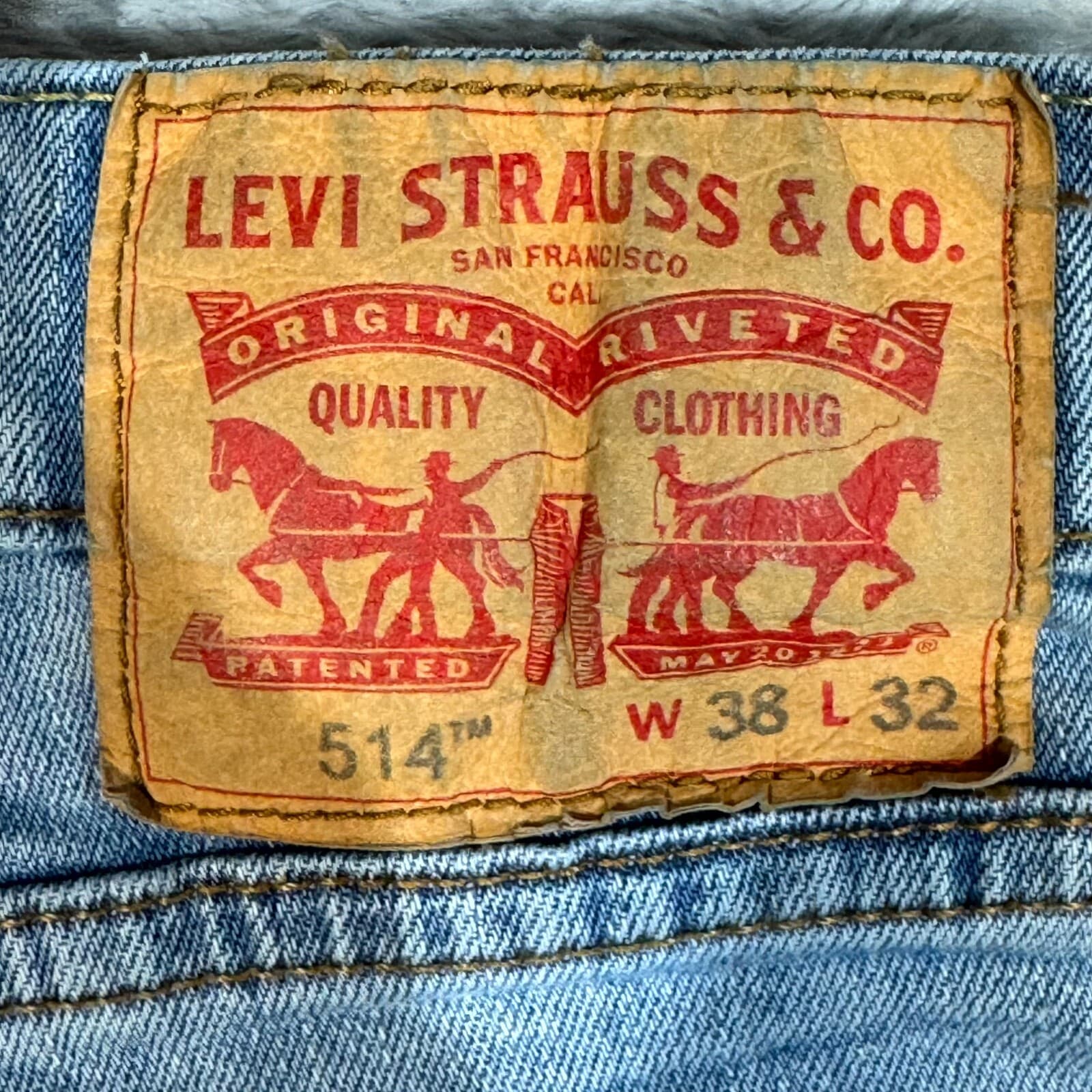 Levi's 514 Men's Jeans 38 X 32 Blue Denim Stretch Mid-Rise Straight Fit Zip Fly - Thumbnail 3