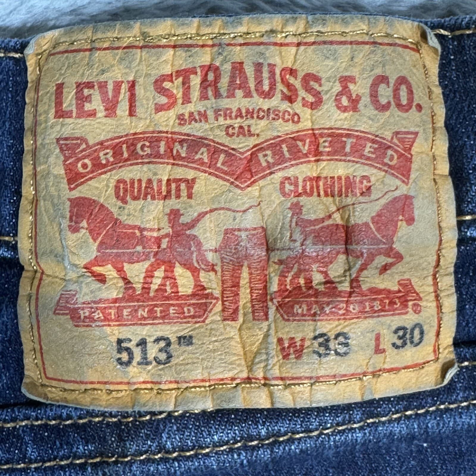 Levi's 513 Men's Jeans 33 X 30 Blue Denim Mid-Rise Slim Fit Straight Leg Zip Fly - Thumbnail 3