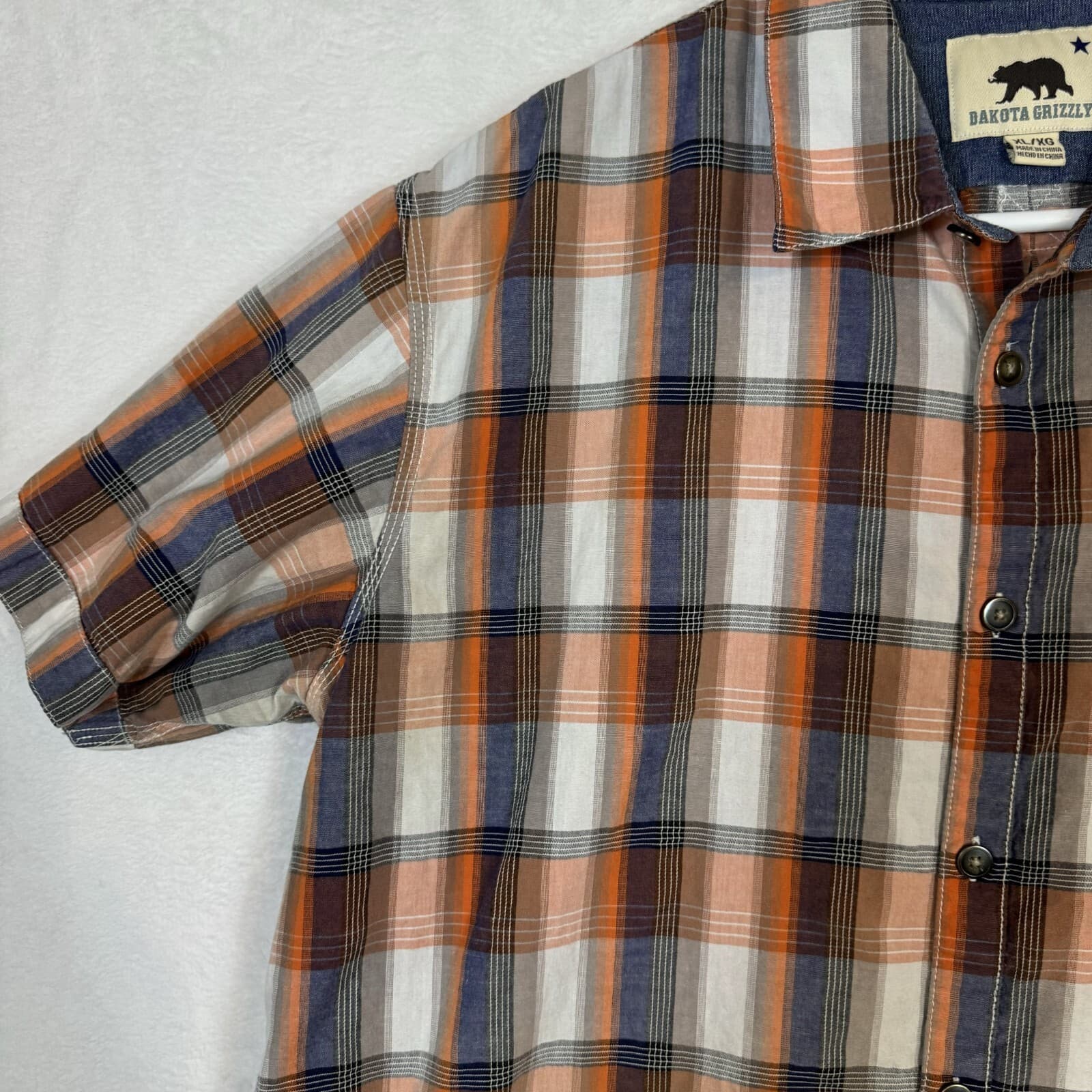 Dakota Grizzly Mens XL Multicolor Plaid Cotton Short Sleeve Button-Up Shirt M122 - Thumbnail 8