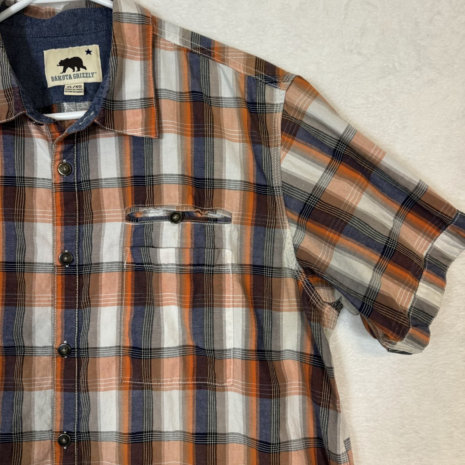 Dakota Grizzly Mens XL Multicolor Plaid Cotton Short Sleeve Button-Up Shirt M122 - Thumbnail 9