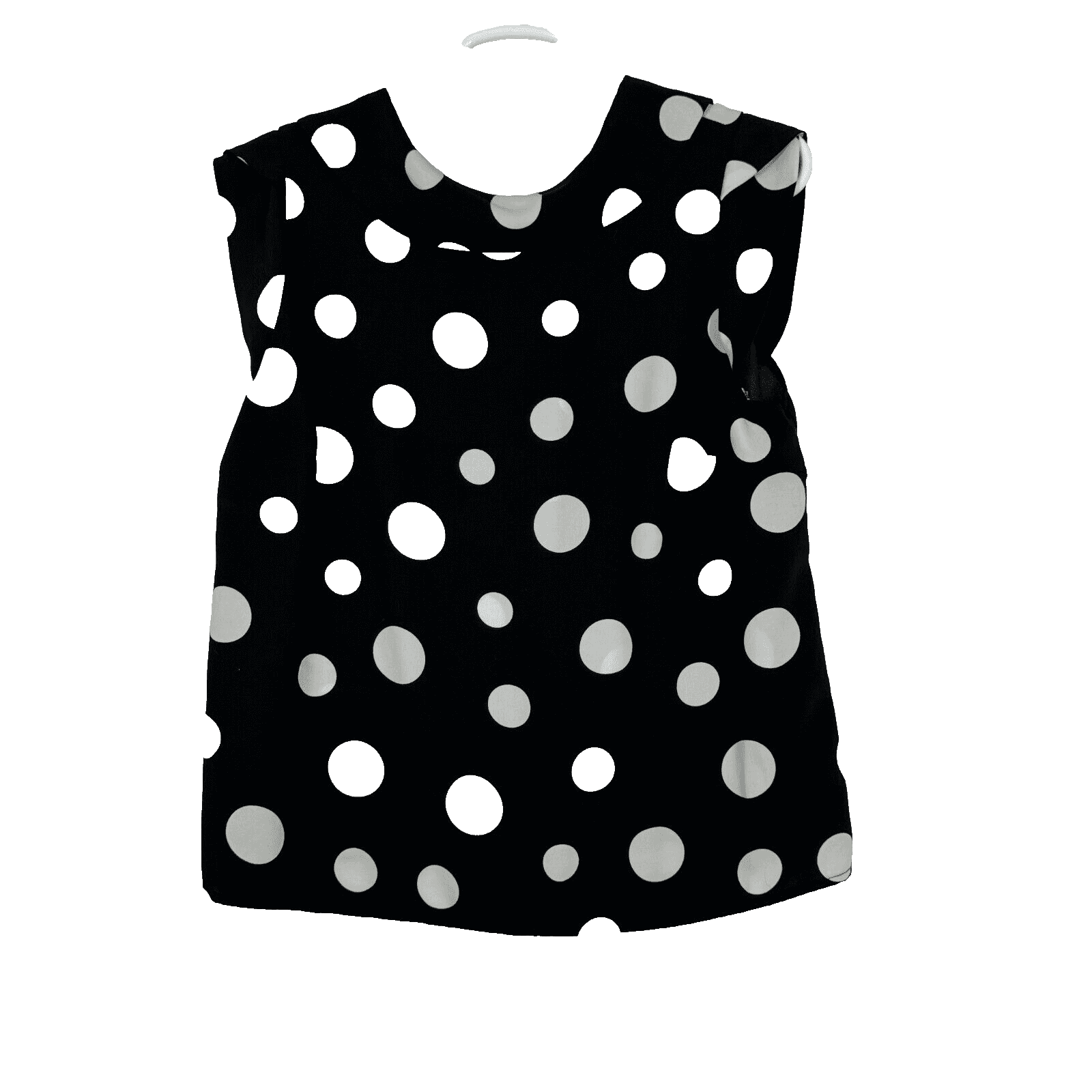 Blouse Top Women’s 36″ Chest Black & White Polka Dot Cap Sleeve Collared W311 - Thumbnail 2