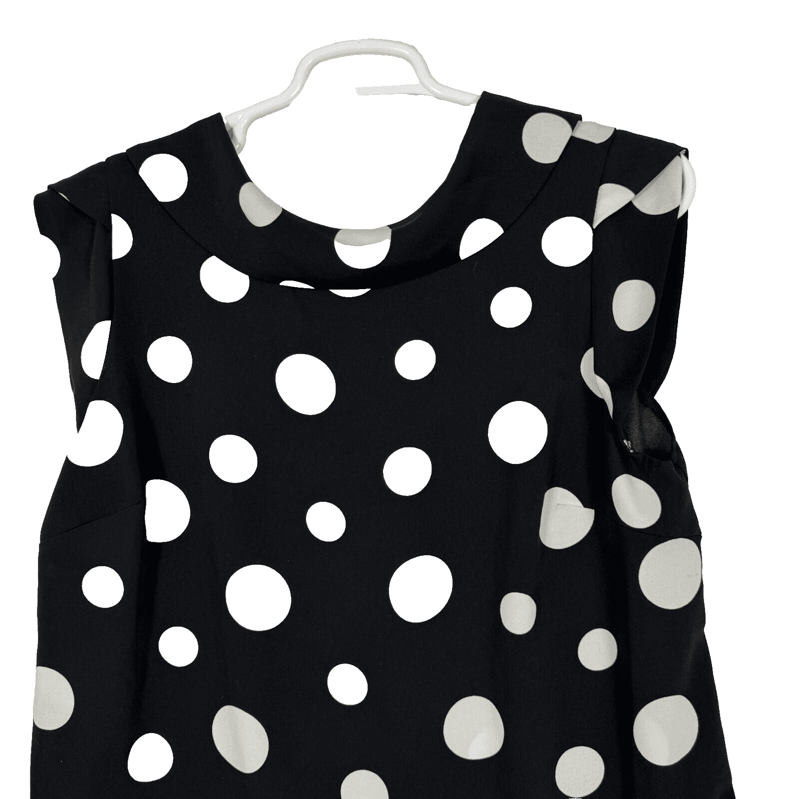 Blouse Top Women’s 36″ Chest Black & White Polka Dot Cap Sleeve Collared W311 - Thumbnail 4