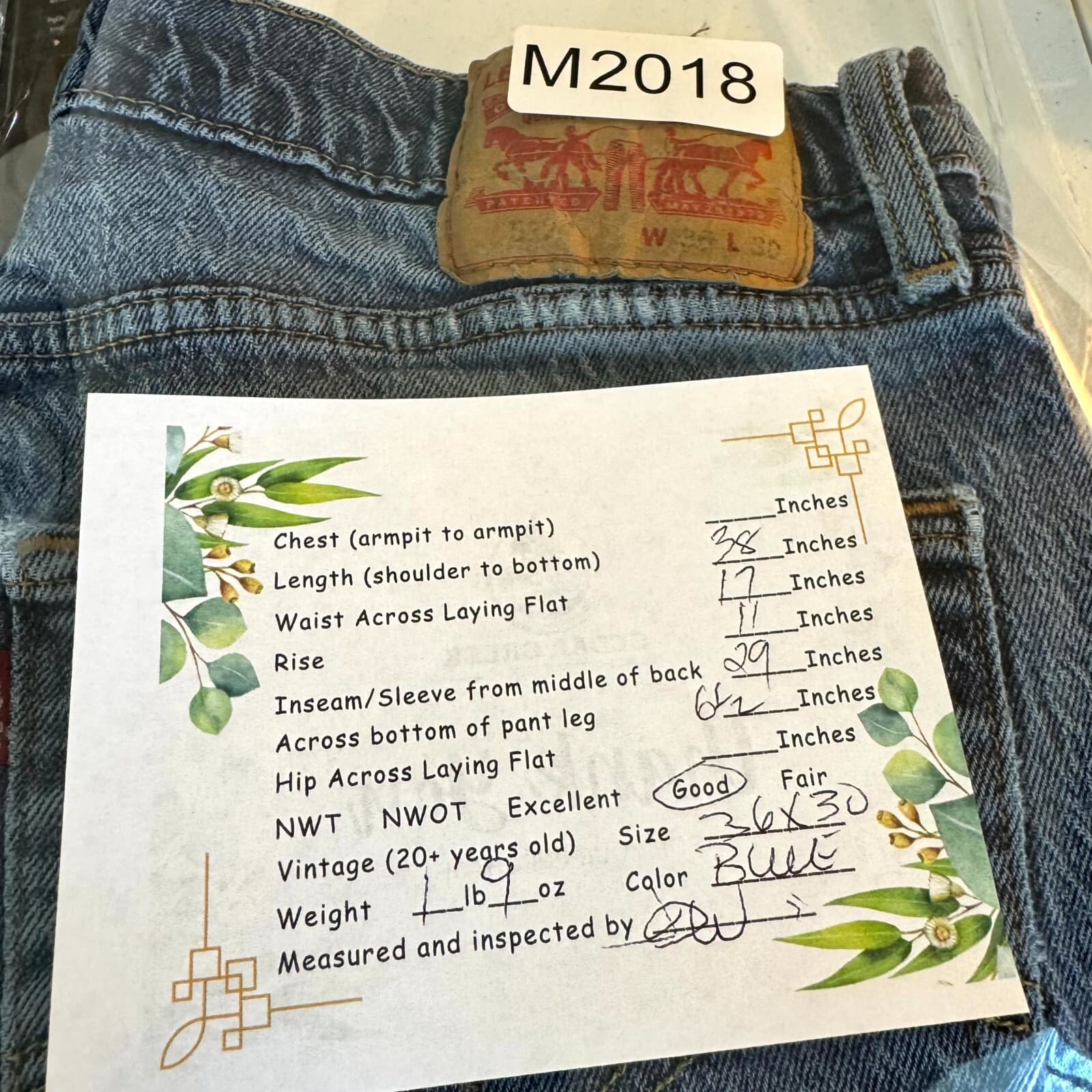 Levi's 514 Mens Jeans 36 X 30 Blue Denim 5-Pockets Straight Leg Zip Fly Zip Fly - Thumbnail 8